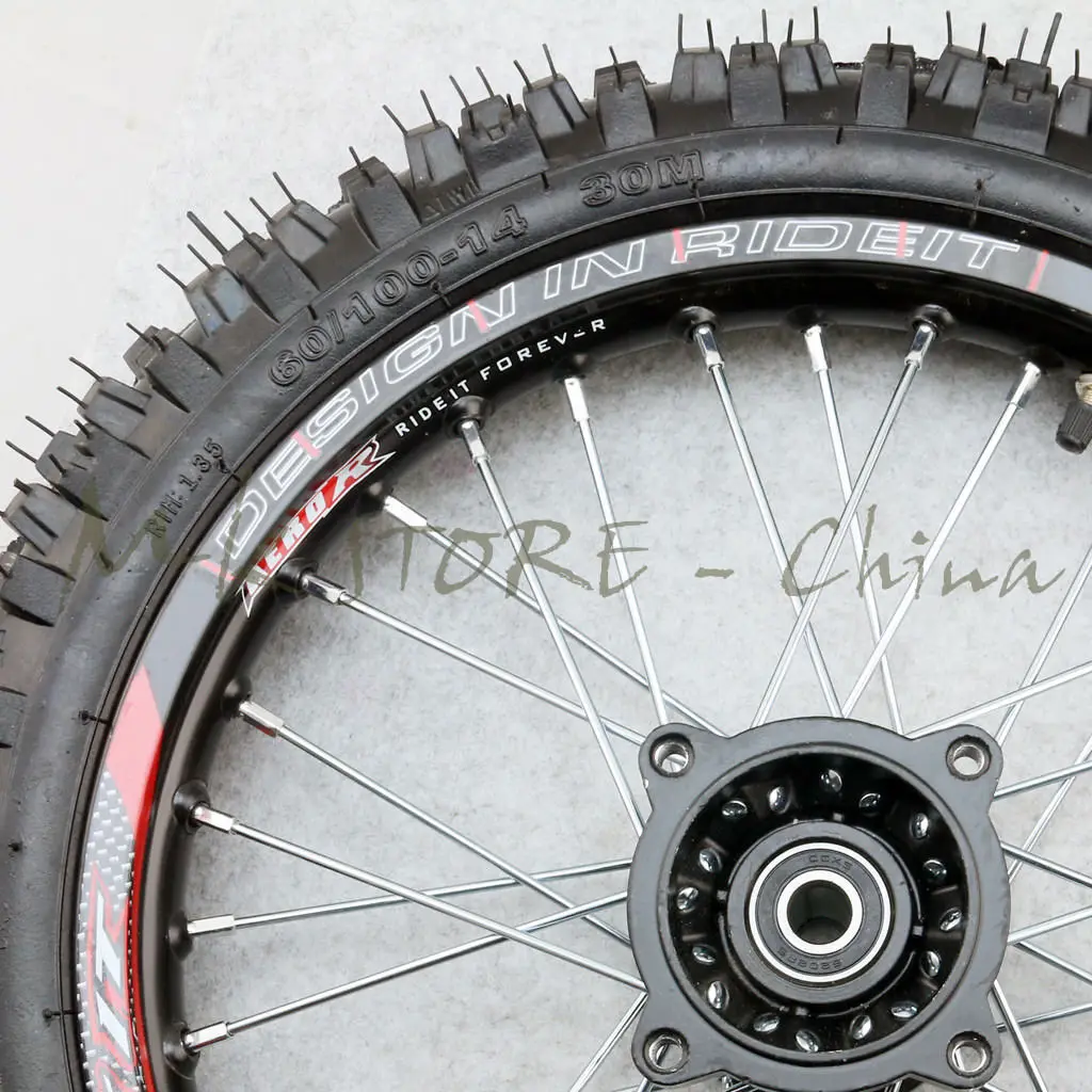 Переднее 14 ''колесо для питбайка GuangLi 60/100 шина и спицевая с 32 отверстиями KTM CRF PRO