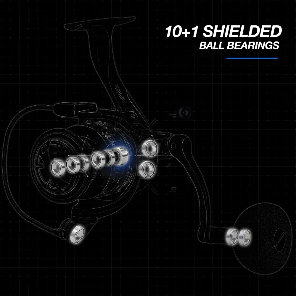 Piscifun Storm Spinning Reel 6.2:1 Gear Ratio 10+1 Ball Bearings 10KG Max Drag 2000,3000,4000,5000 Series Fishing Reel