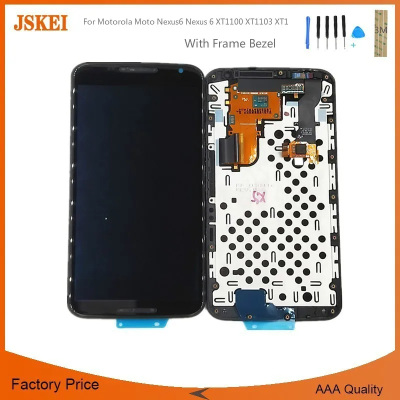 

5.96" For Motorola Moto Nexus6 Nexus 6 XT1100 XT1103 XT1 LCD Display With Frame Bezel Touch Screen Digitizer Assembly