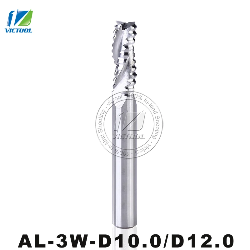 

AL-3W-D10.0/D12.0 Solid Carbide 3 Flute Flattened End Mills Straight Shanks And Corrugated Edges Machining For Alumium Alloy