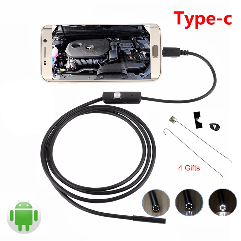 

Android Type-c USB Endoscope Camera Inspection TypeC Camera 7mm Hard Cable PC Android for Phones Borescope Pipe Camera Endoscope