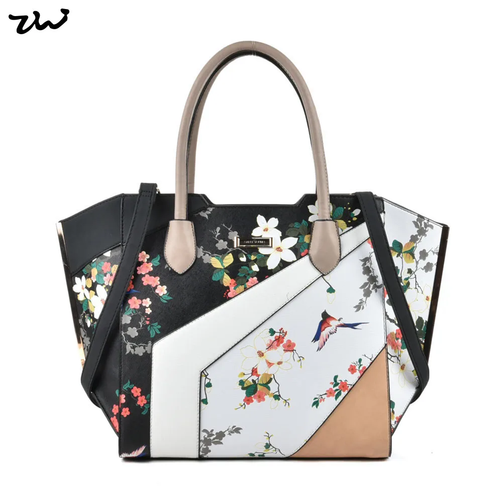 

ZIWI 2017 Fashion Shoulders For Women Flower Pattern Leather Handbags Nice Design Totes Bags Having Cell Phone Pocket SY2127