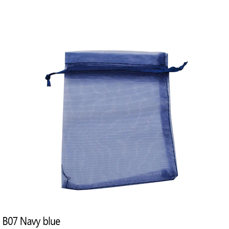 20 шт., 7x9, 9x12, 11x16, 13x18, 15x20 см, Сумка из органзы, одноцветная упаковка для ювелирных изделий, сумки для свадебной вечеринки, сумки для подарков - Цвет: B07 Navy blue