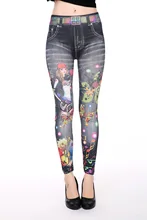 Sports Jean slim femme Summer Tight Black Leggins Sports Leggings Jean Print Yoga Pants GYM Jogging Pants Fitness GYM-Clothing