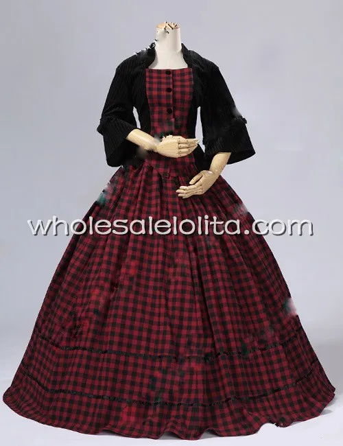 Civil War Victorian Velvet font b Tartan b font Ball Gown Dress