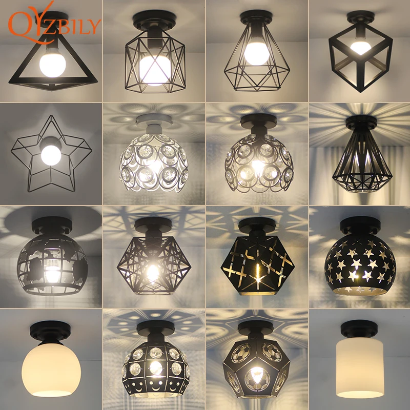 Ceiling lights Minimalist Retro Ceiling Lamp Glass E27 industrial decor lamps for living room Home Lighting Lustre Luminaria