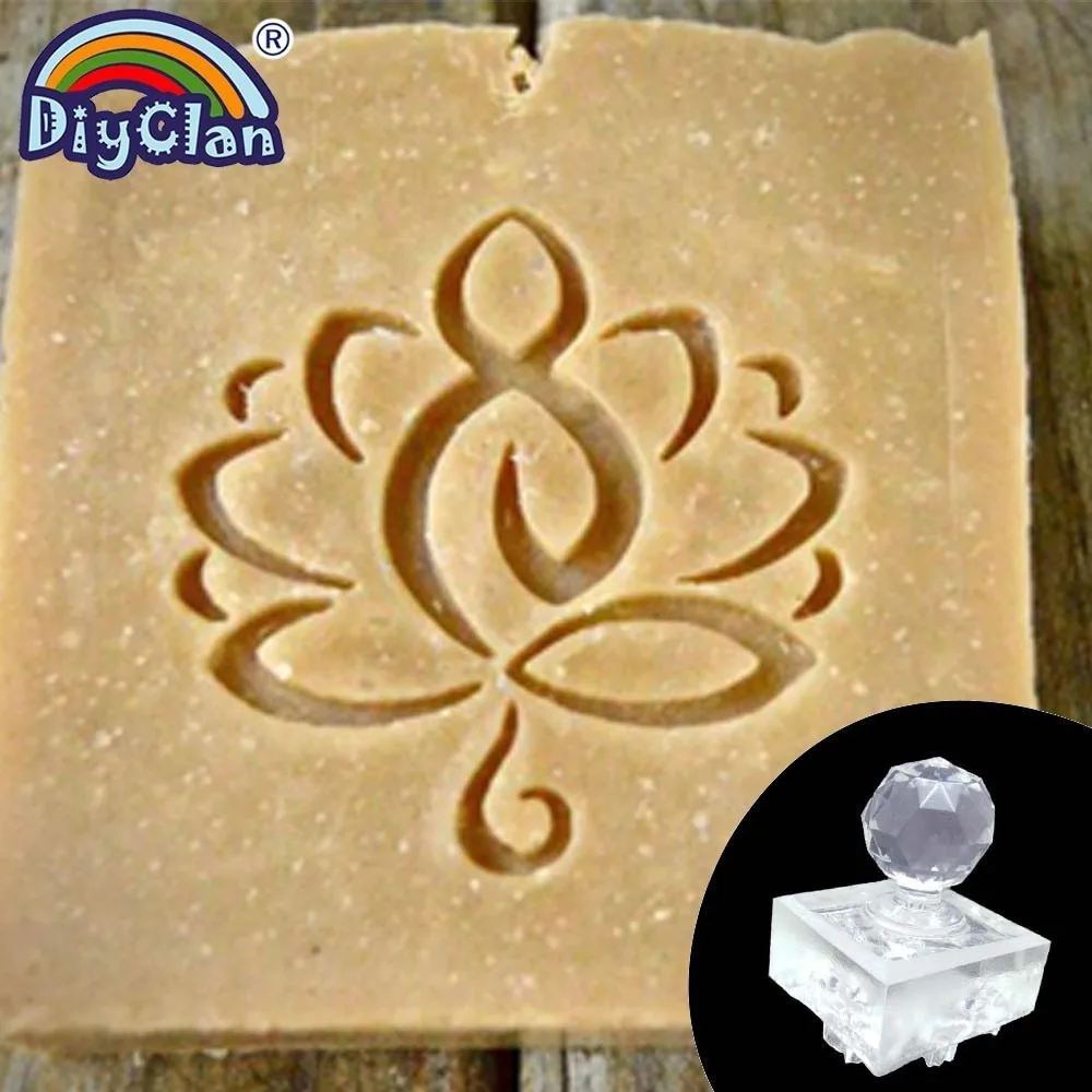 Stamp with handle Хамса мыло ручной работы марки Лотос натуральный прозрачный Diy натуральный органический стекло мыло печать буддийский узор - Цвет: Stamp with handle