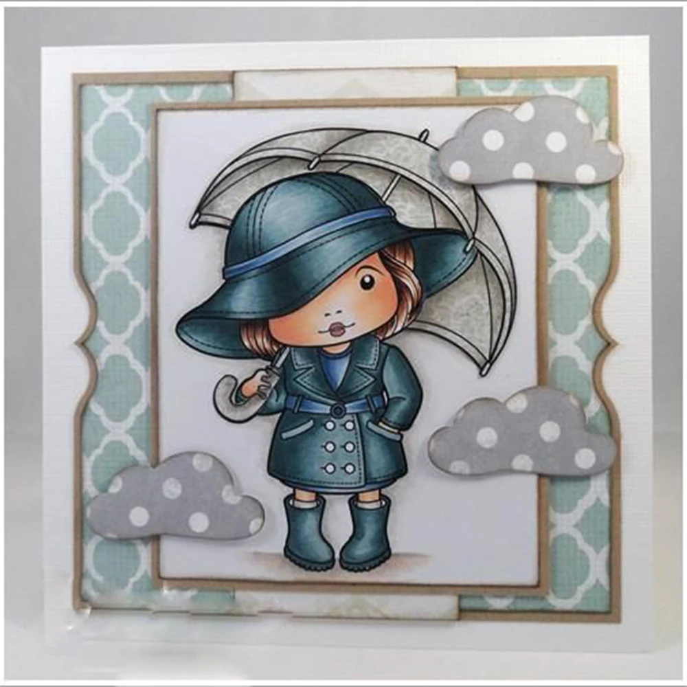 

Lovely Girl Clear Transparent Stamps + Metal Cutting Dies Stencils Scrapbooking Embossing Album Paper Cards Decor DIY Crafts