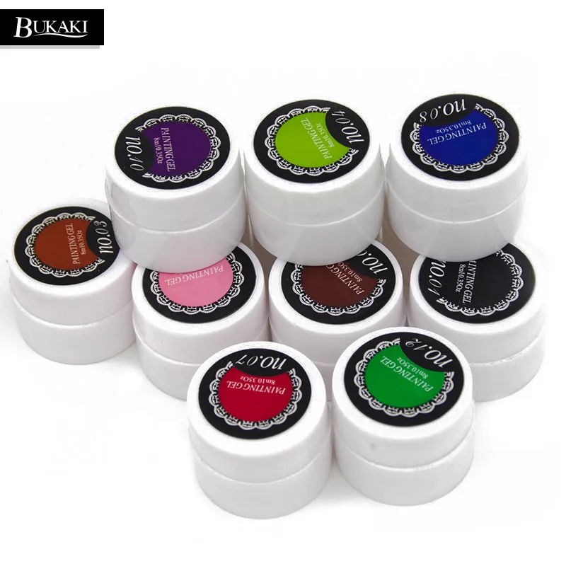BUKAKI 9 шт./лот Краски лак для ногтей Nail Art комплект УФ гель рисовать Лаки Гибридный