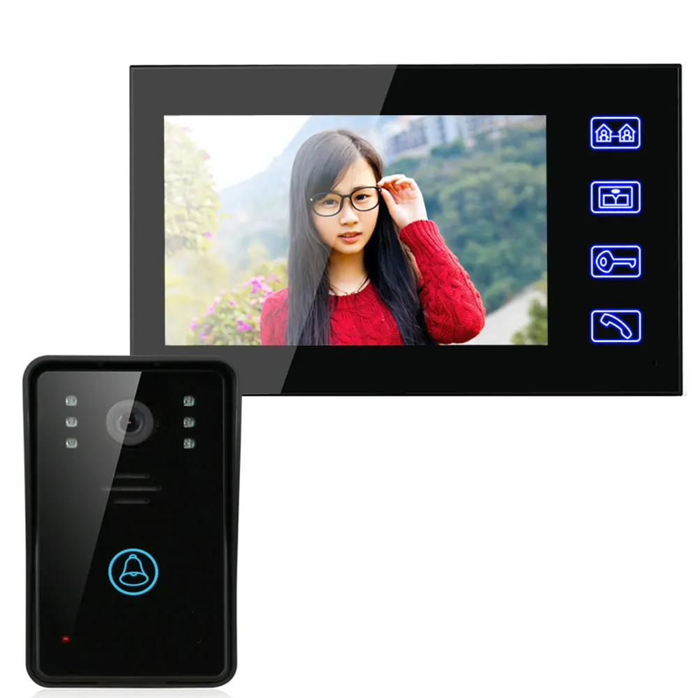 

7 Inches Video Door Phone Intercom Doorbell Remote Unlock Night Vision Security Camera Home Surveillance