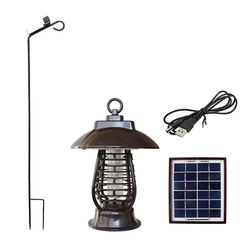 

USB Rechargeable LED Camping Light Portable Dual Purpose Mosquito Killer Lamp Durable Solar Powered Garden With Retractable Hook