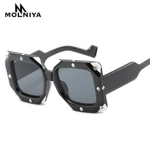 Новинка Wo Мужские квадратные солнцезащитные очки стимпанк трендовые оттенков негабаритных солнцезащитных очков без оправы мужские модные дизайнерские красные очки