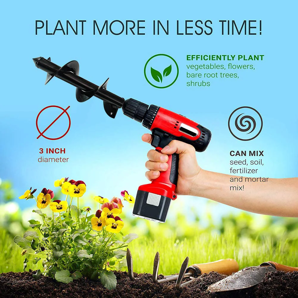 

1pc Garden Auger Spiral Drill Bit Digging Holes Tool Farm Planting Auger Digging Spiral Bit Hex Shaft Labor Saving Rotary Tool#