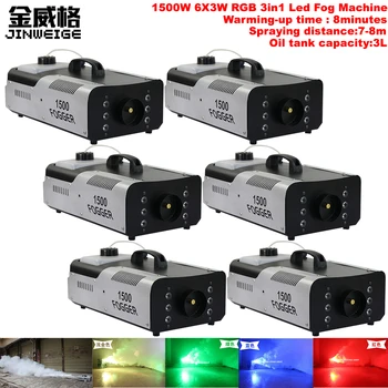 

Free Shipping 6pcs/Lot 1500W 6X3W RGB 3in1 Led Fog Machine Remote Or Wire Control /DMX512 Professional Stage DJ Equipment