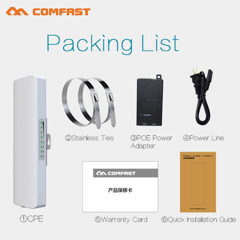 

COMFAST wireless bridge CPE 300Mbps 5Ghz signal extender WIFI receiver POE wi fi router Antenna wifi high power wifi repeater