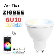 ZIGBEE GU10 LED Spotlight CCT WW CW 5W ZLL Smart APP Control Bulb Light Dual White AC 110V 220V GU10 LED Spot Light Lamp Alexa