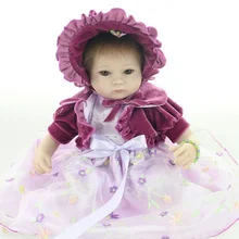18 дюймов 45 см реалистичные возрождается кукла мягкого силикона подарки для ребенка прекрасный игрушка куклы рождественский подарок фиолетовые глаза открыть
