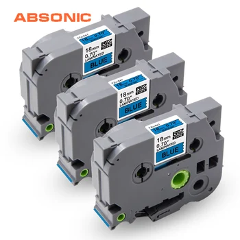 

Absonic 3PCS TZ-541 TZe-541 TZe TZ Tape Black on Blue 18mm Compatible Brother Label Maker P-Touch Laminated Label Tape Cartridge