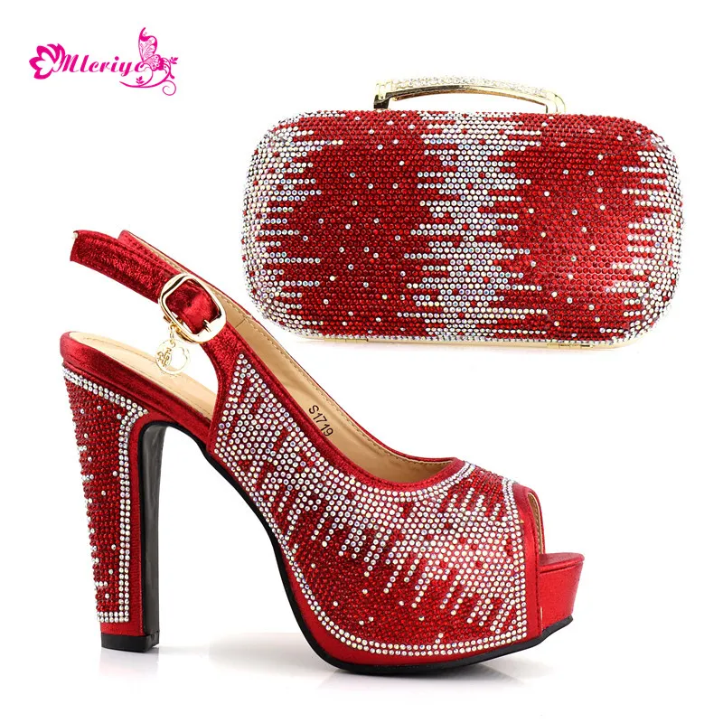 

1719 African Women Matching Italian Shoe and Bag Set for Wedding Italian Shoes with Matching Bags Italy red Shoes