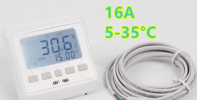 

Digital 16A Temperature Thermostat Weekly Programmable Floor Heating Room Thermostat Warm Floor Controller with backlight 40%off