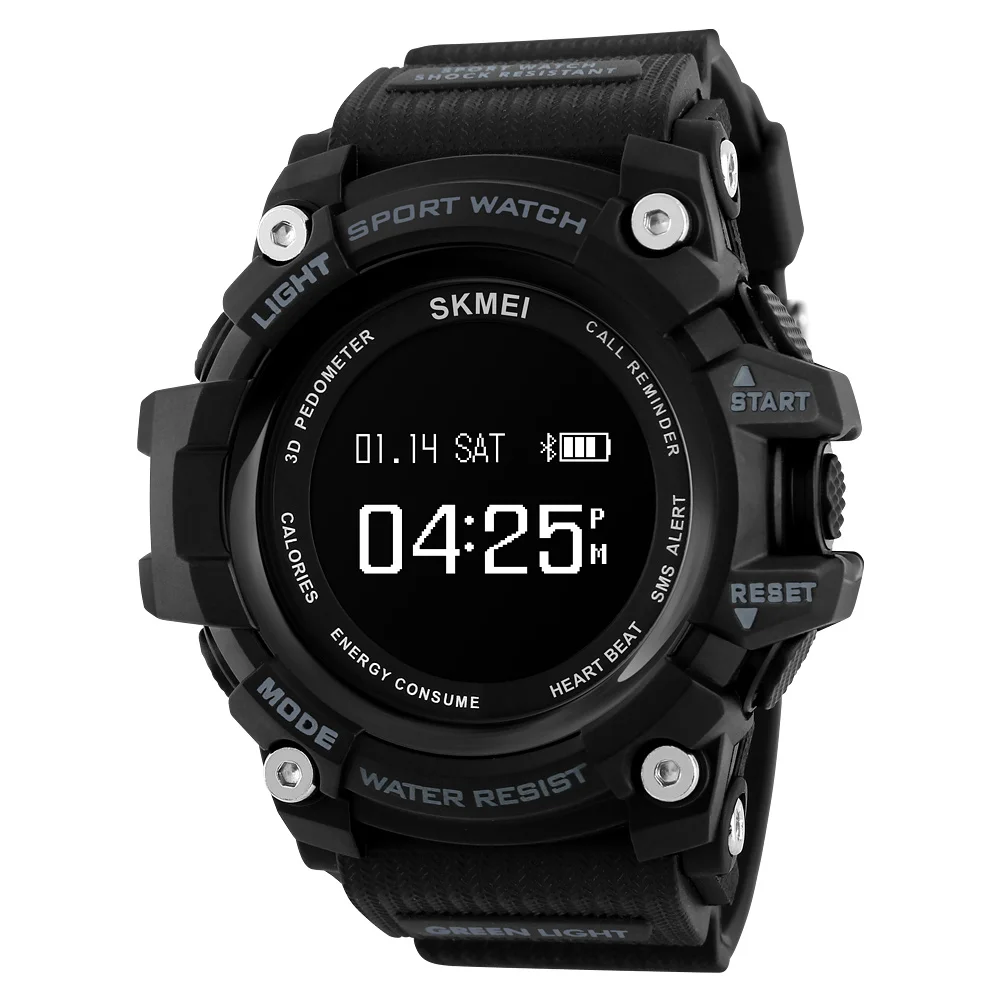 ① SKMEI Bluetooth Умные Часы Мужчины Heart Rate Спортивные Часы Мужчины Фитнес Шагомер Калорий Водонеп ①