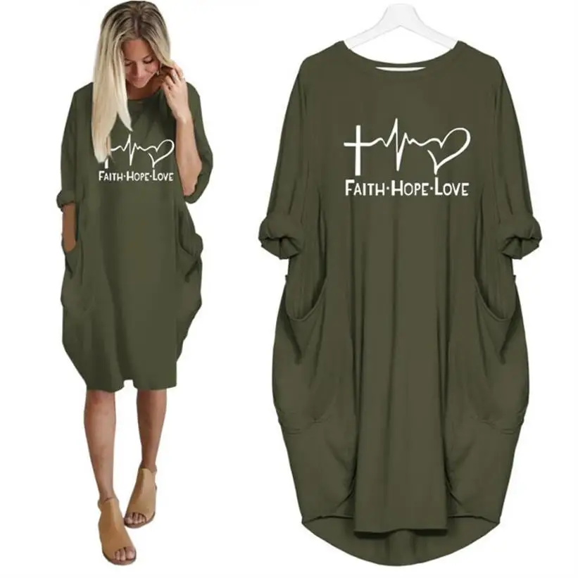 

New Fashion Pocket FAITH LOVE HOPE Letters Print T-Shirt for Women Tops Plus Size Tshirt T-Shirt Female Punk Tumblr Size Cropped