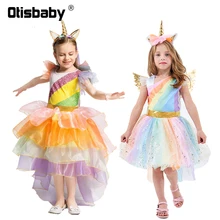 Карнавальный костюм единорога на Хэллоуин; платье с единорогом для маленьких девочек; детское платье-пачка принцессы радуги на день рождения; Рождественская одежда
