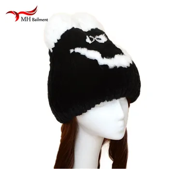 

Women Winter Fur Hat Natural Rex Rabbit Fur Hat POMPOM Fashion Beanies Caps Brand New Russian Winter Fur Hats W#25