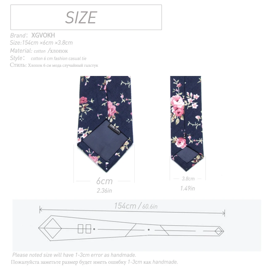 XGVOKH, хлопок, галстук, галстук с принтом, мужской, модный, классический, 6 см., тонкий, обтягивающий галстук, цветы, для свадьбы, вечеринки, бизнес галстук-бабочка