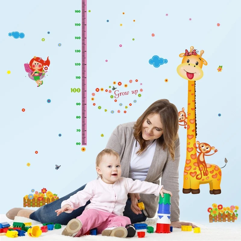 Lovely Giraffe Monkey Grow Height Measuring Ruler Nursery Child Kids