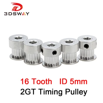 

3DSWAY 3D Printer Kit 16 Tooth 5mm 2GT Timing Pulley Transmission Gear GT2 Synchronous Pulley for Delta Kossel Prusa