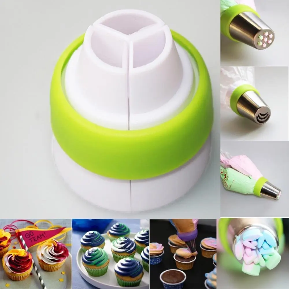 

3 Color Icing Piping Bag Russian Nozzle Converter Coupler Cream Pastry Cake Decor Tool