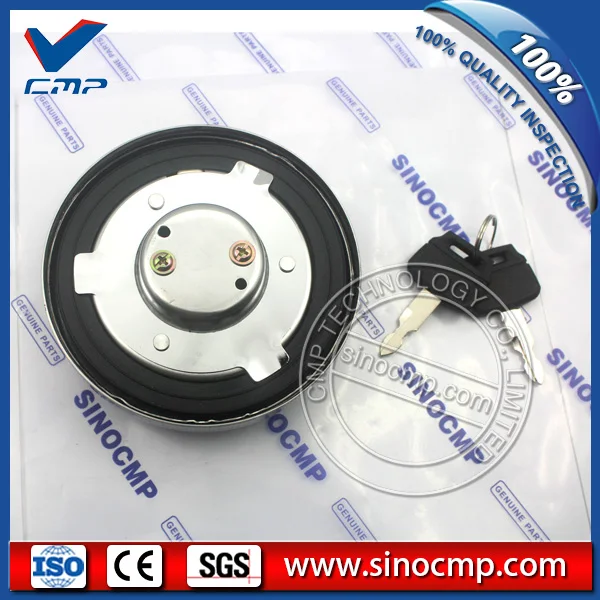 SK-8 fuel tank cap, oil cover for Kobelco excavator, silver stainless steel