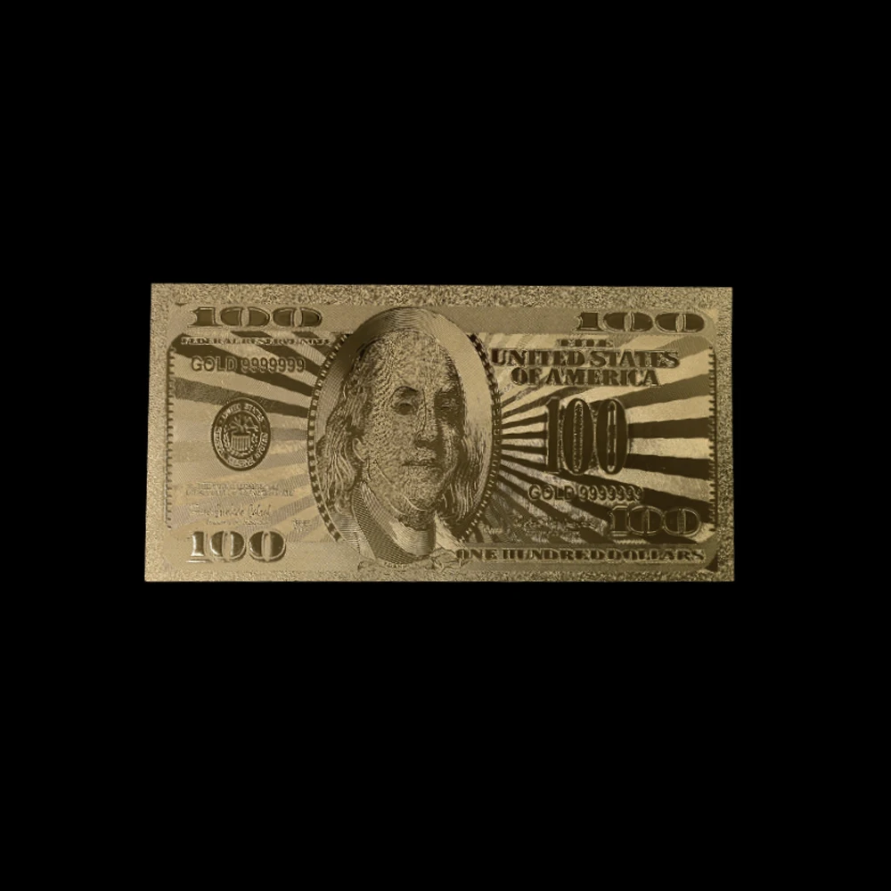 10 шт./лот Красочные США банкноты 100 долларов в 24K позолоченные Ложные деньги для