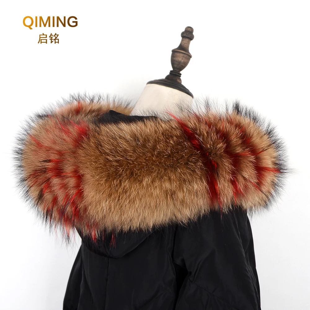 Lady new Fur Collar Real Raccoon Women Scarves Winter Coat Female Neck Cap Long Warm Multicolor Genuine Scarf |