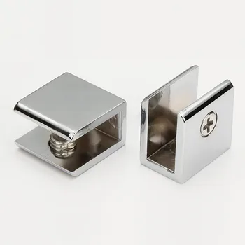 

2pcs/lot Square shape chrome finished Zinc Alloy Glass Clamps Shelves Support Bracket Clips For 5 to 12mm glass board