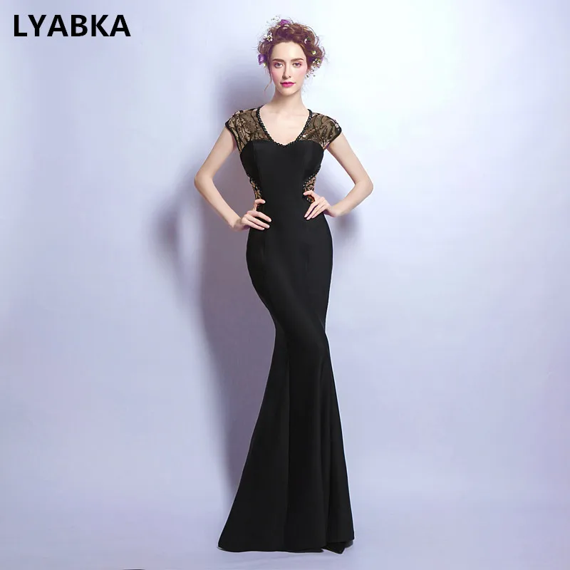 2019 горячая Распродажа Черное вечернее платье Русалка блестками халат De Soire