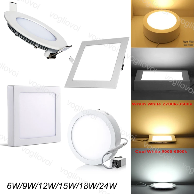 

Vogliovoi Downlights Led Ultra thin Recessed Surface Led Ceiling Downlight 12W 15W 18W Round Square Panel Light Indoor Lighting
