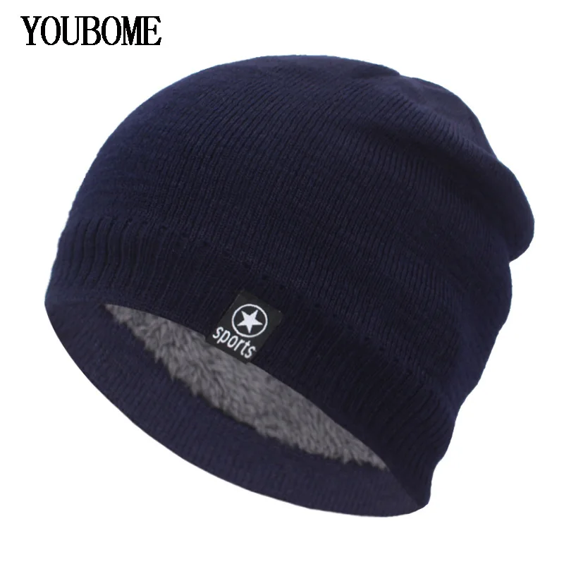 

YOUBOME Fashion Skullies Beanies Winter Knitted Hats For Men Women Gorros New Bonnet Soft Mask Thicken Warm Male Beanie Hat Cap