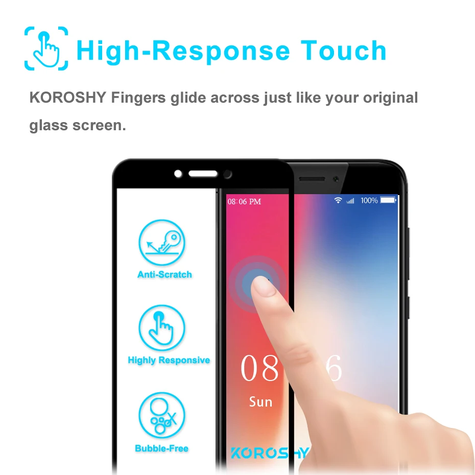 KOROSHY 9H Tempered Glass for Xiaomi Redmi 4X Redmi4X 4 X Screen Protector Real 2.5D Full Cover Toughened Glass Film (6)