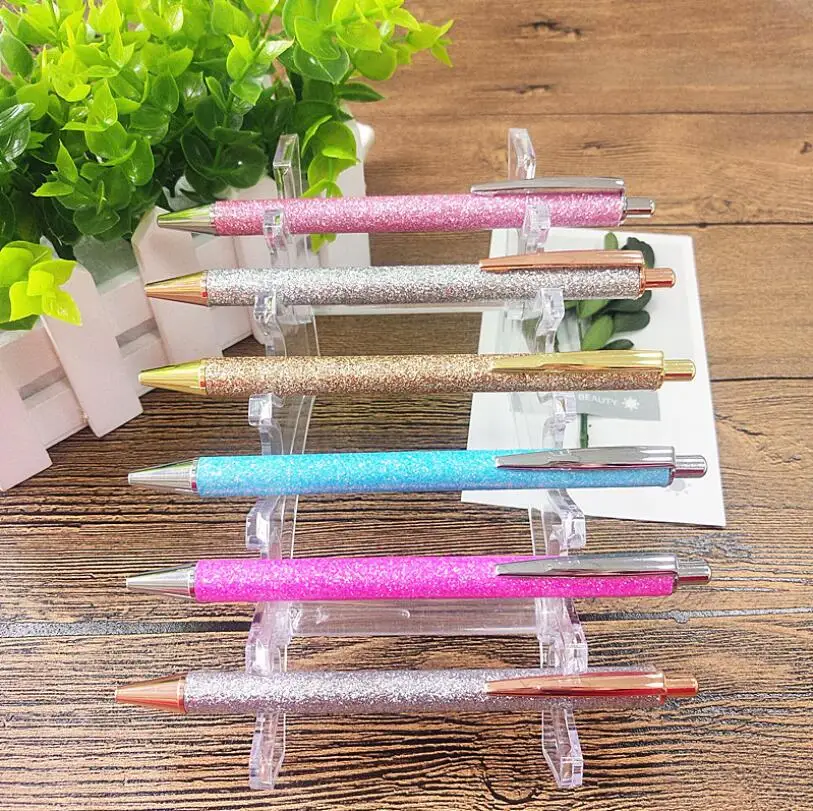 

Crystal pencil Ballpoint Pen Creative 1.0mm Luxury Press Flow Oil Gold Metal Ball Pen Powder Quicksand design Kids Stationery