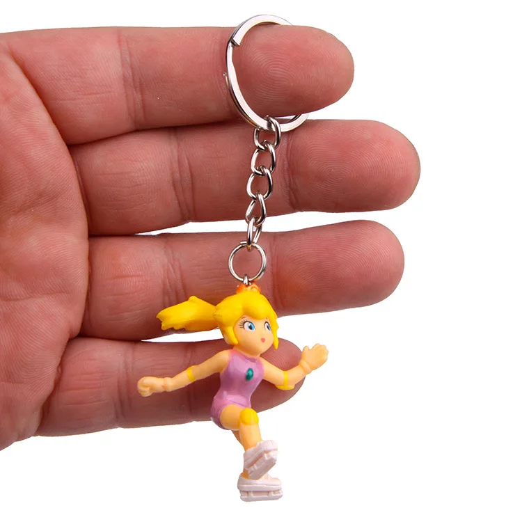 Hot Cute 8pcs/lot Classic Super Mario Bros Keychain Action Figure Mario Luigi Yoshi Peach Goomba King Kong PVC Action Kid Toys