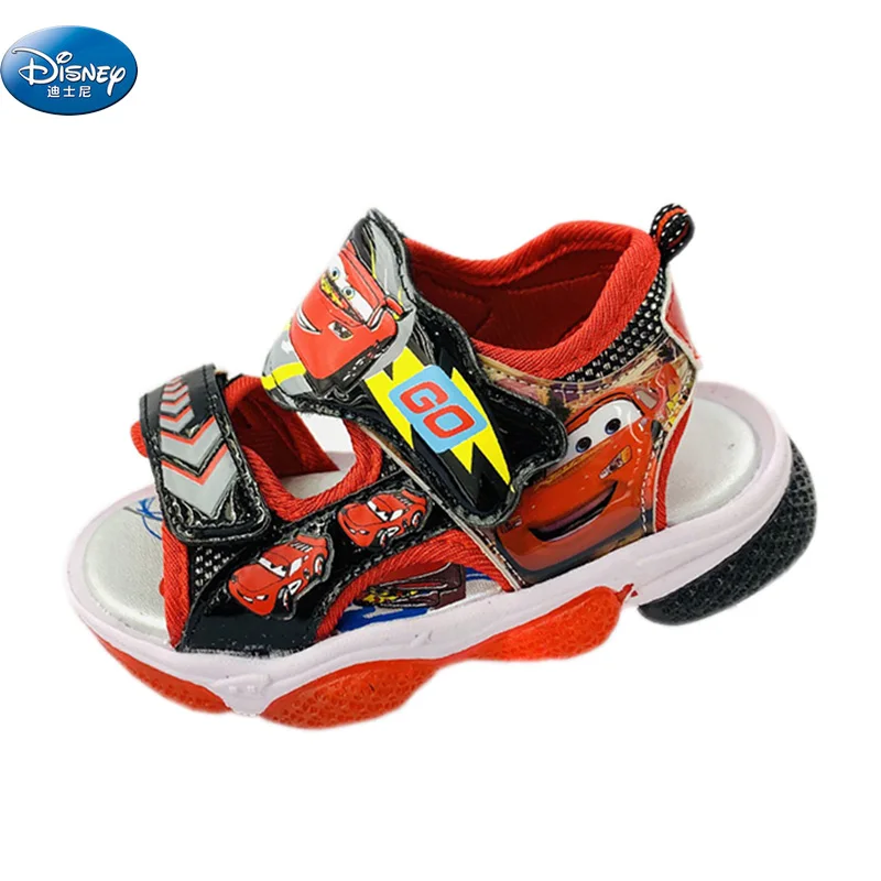 

kids team 95 Cars sandals 2019 with LED light boys Cartoon car shoes Summer children pu sport Beach shoes Europe size 26- 31