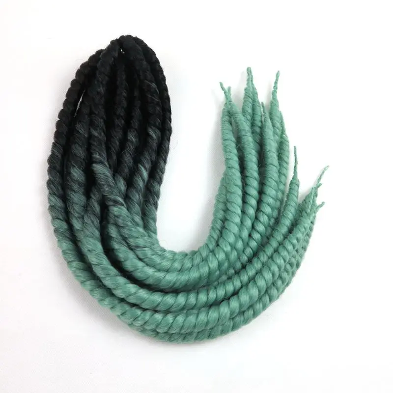 Роскошные для плетения синтезированные волосы 120 г 2" 12 корней/упаковка 6 упаковок два трех цвета Ombre Mambo Twist вязание крючком косы - Цвет: Зеленый