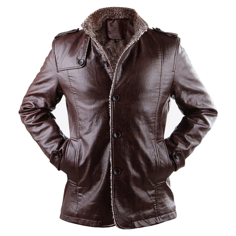 Мужская зимняя куртка из пу кожи с меховой подкладкой|leather jacket motorcycle|leather motorcycle