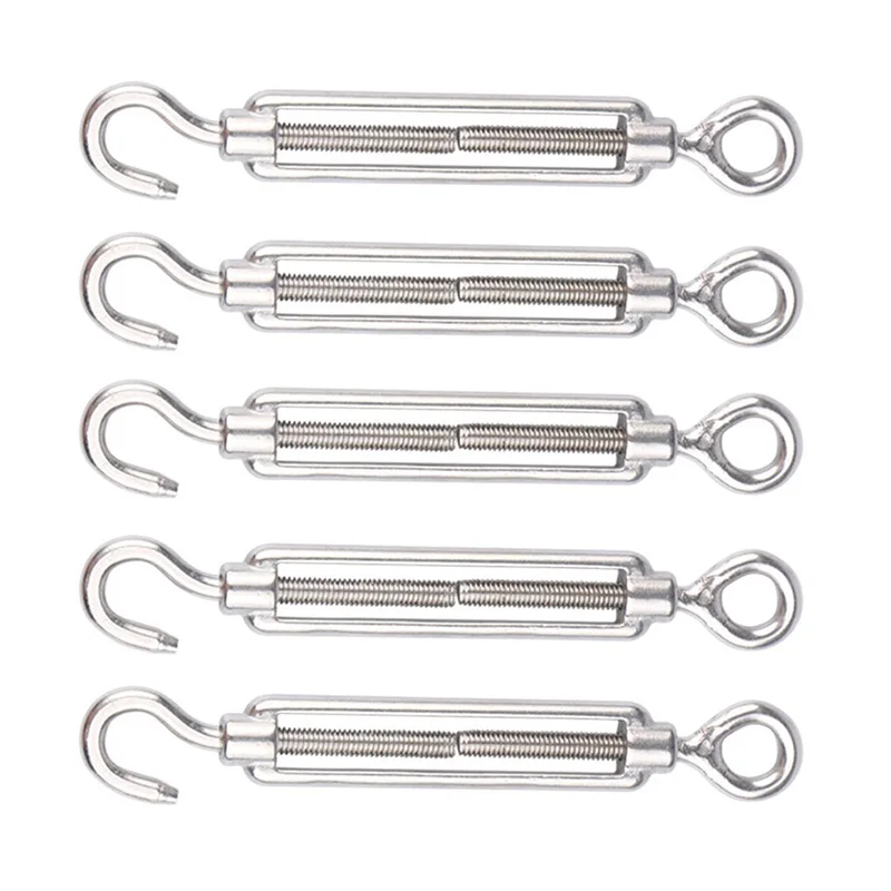 

BMBY 4 pcs x 6mm Stainless Steel Hook to Eye Screw Turnbuckle