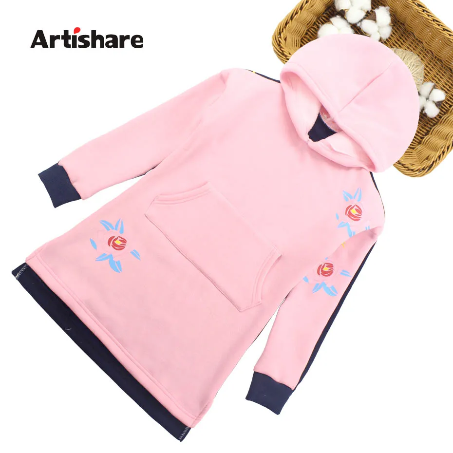 

Dress For Girls Flower Embroidery Kids Hoodies Dress Spring Autumn Dress Girls Teenage Girls Clothes 6 8 10 12 13 14 Year