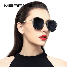 Merrydesign s design feminino óculos de sol polarizados moda metal templo 100% proteção uv s66108