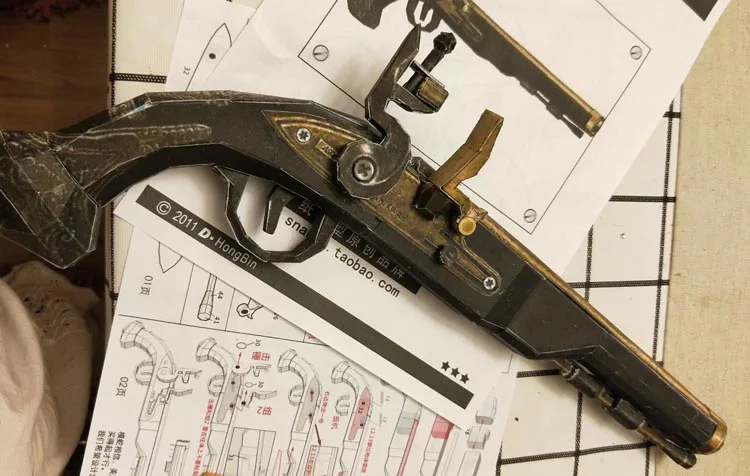 

1:1 Pirates of the Caribbean Flintlock 3D Paper Model Gun Weapon Puzzles Papercraft Hand-made Toy
