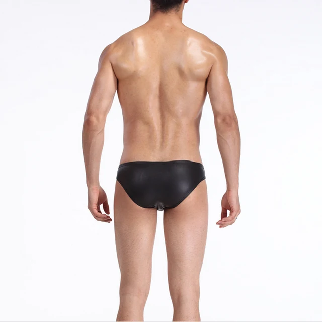 Leder Unterwäsche Männer Sexy Nylon Spandex Penis Pouch Cock Herren Boxer Shorts 3